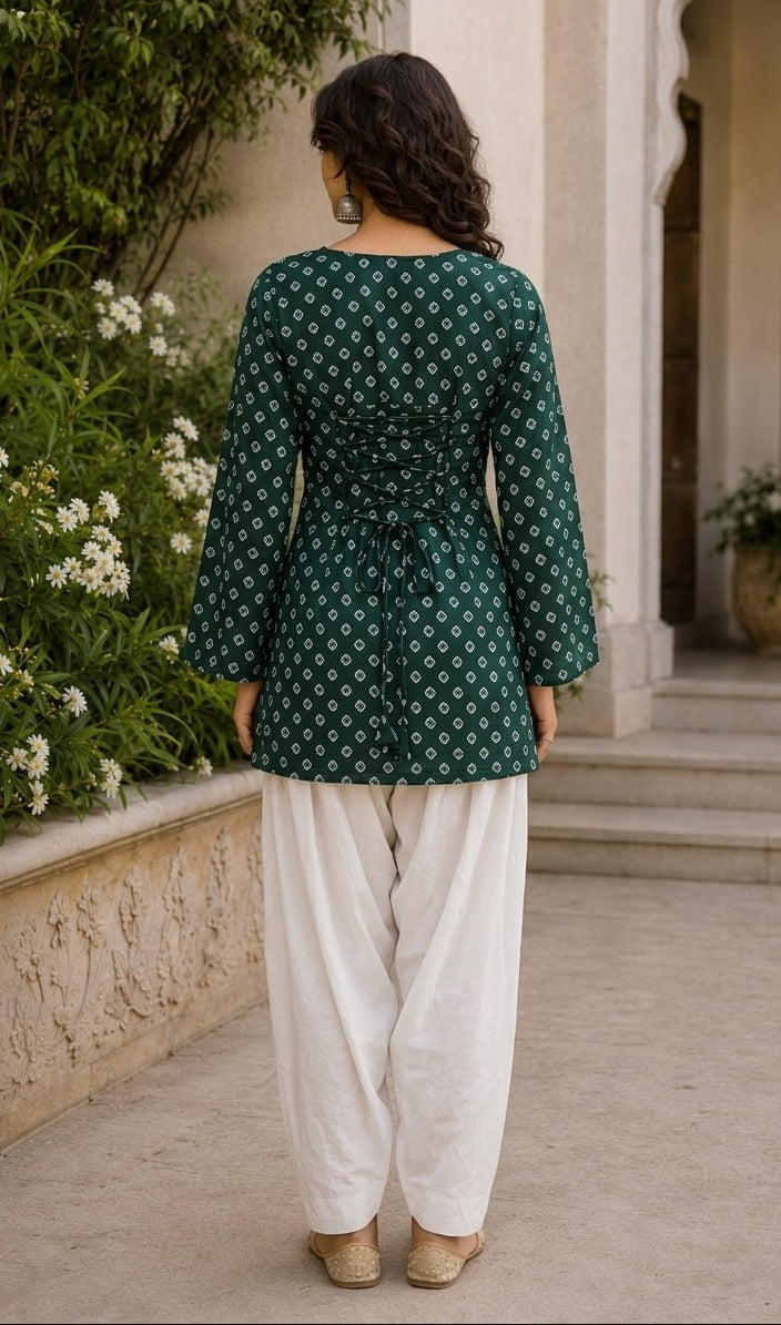 Bandhej Printed Cotton Kurti Set