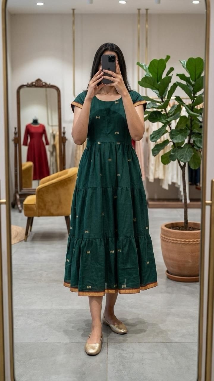 Green Layered Anarkali Maxi Dress