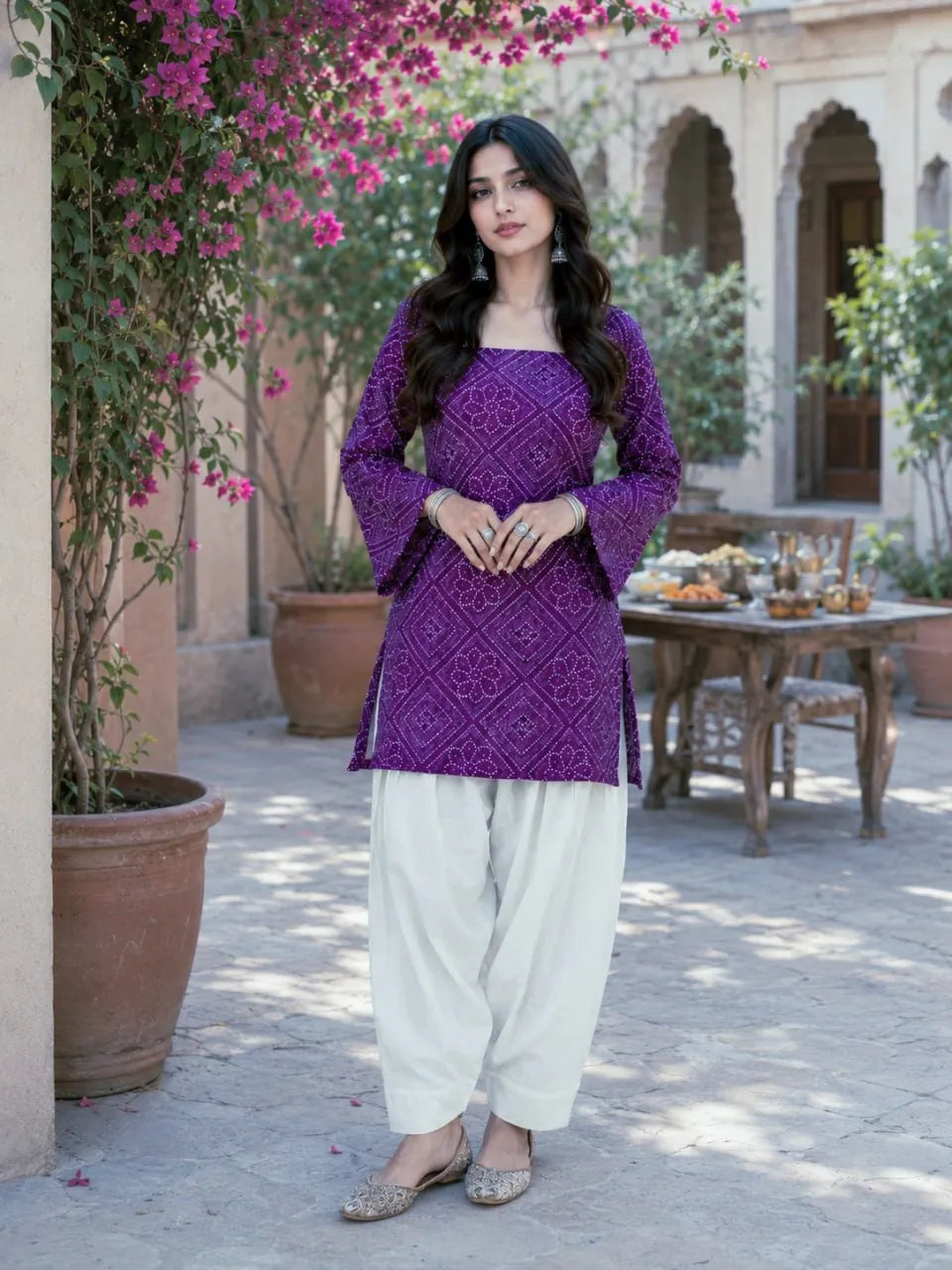Bandhej Cotton Printed Farshi Co-ords Sets