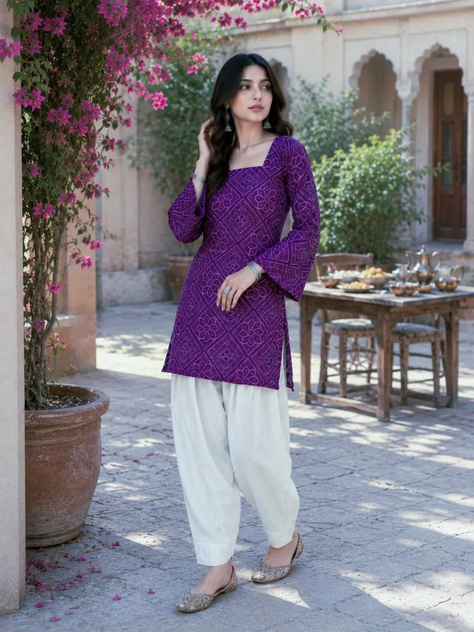 Bandhej Cotton Printed Farshi Co-ords Sets