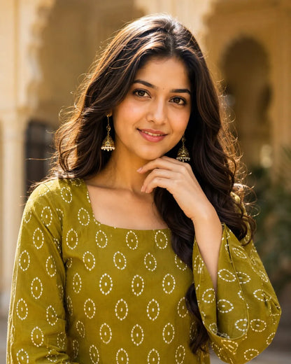 Bandhej Cotten Printed Farsi  Co-ords Set