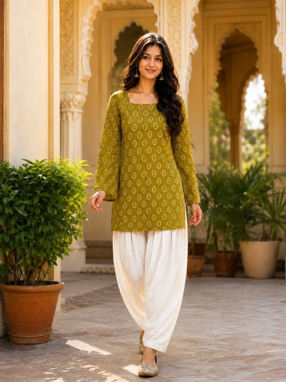 Bandhej Cotten Printed Farsi  Co-ords Set