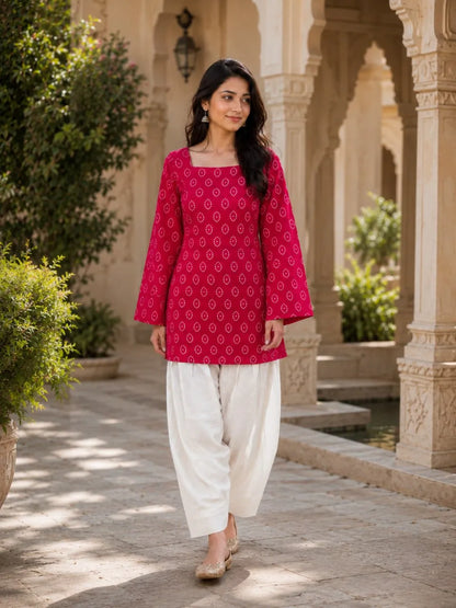 Bandhej Cotten Printed Farsi  Co-ords Set