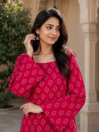 Bandhej Cotten Printed Farsi  Co-ords Set