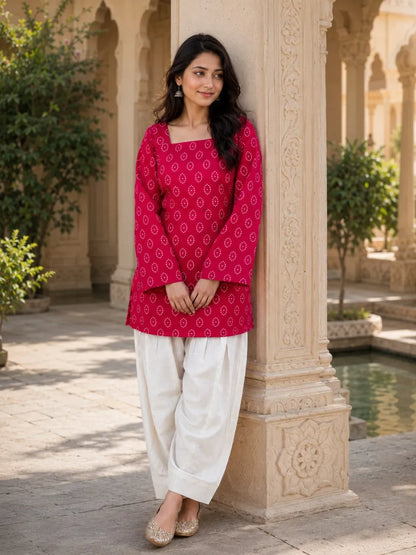 Bandhej Cotten Printed Farsi  Co-ords Set