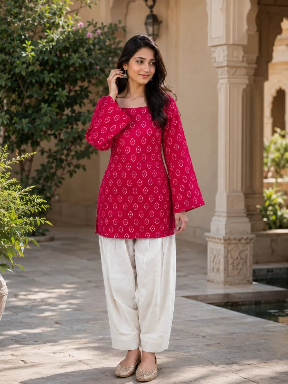 Bandhej Cotten Printed Farsi  Co-ords Set
