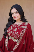 Embroidered Faux Blooming Gown with Dupatta Set