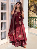Mahi  Mulberry Designer Anarkali Palazzo Set