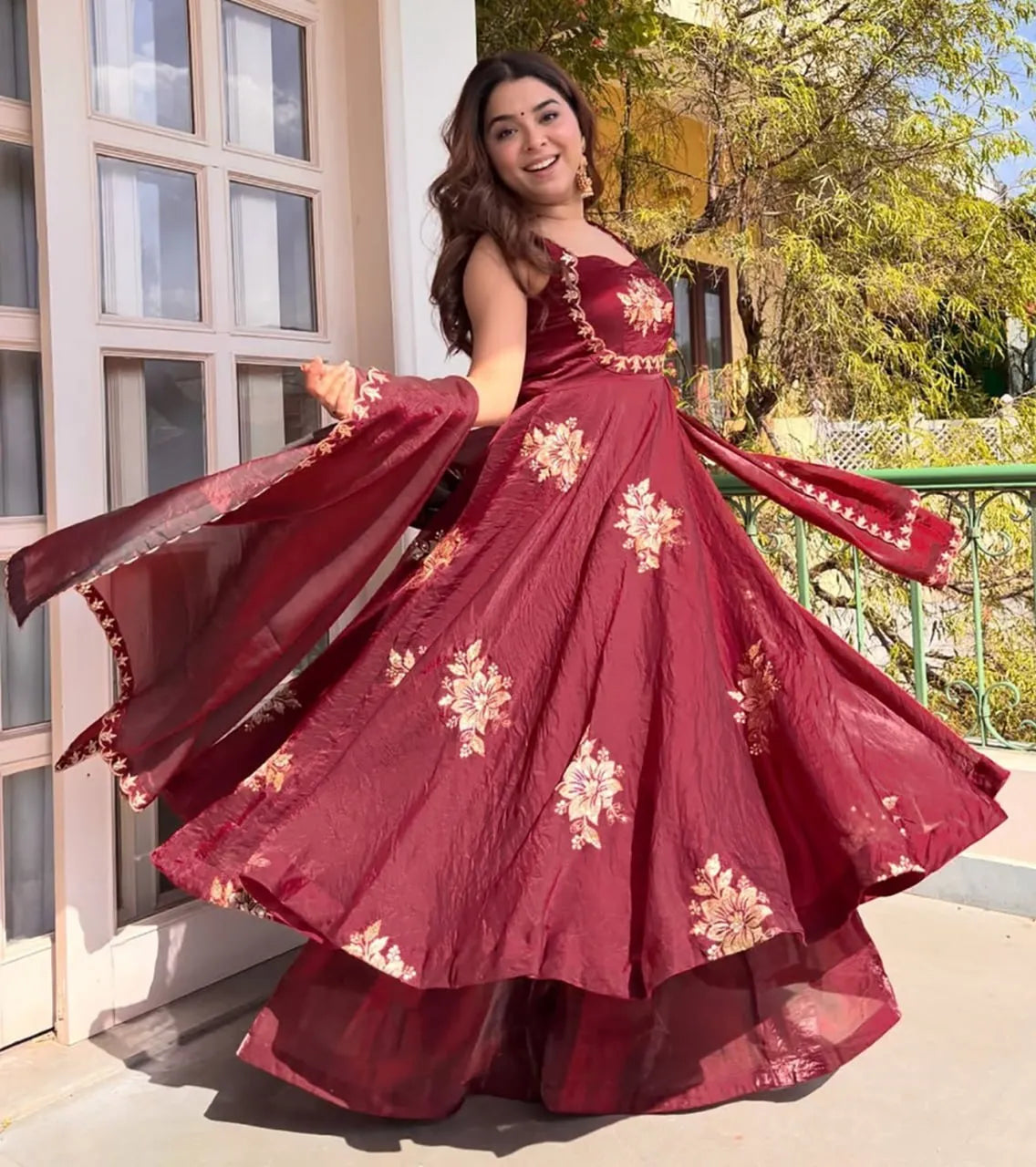 Mahi  Mulberry Designer Anarkali Palazzo Set