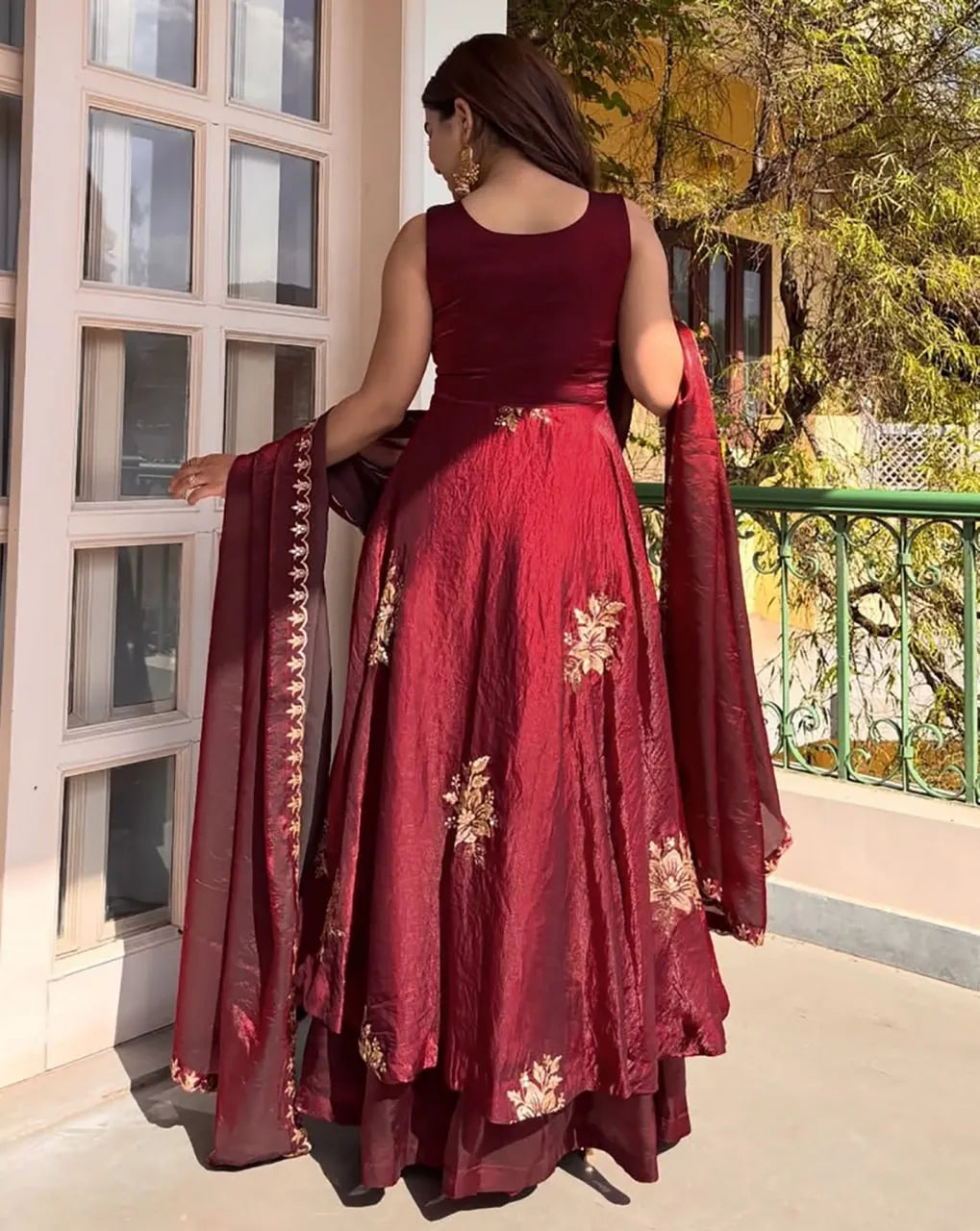 Mahi  Mulberry Designer Anarkali Palazzo Set