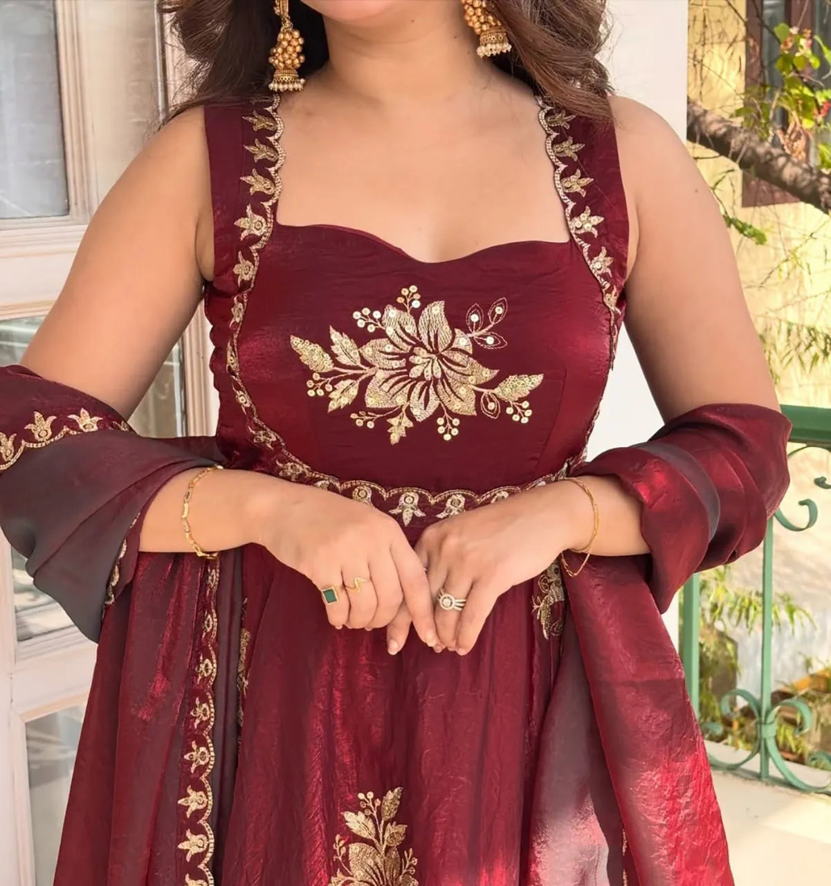 Mahi  Mulberry Designer Anarkali Palazzo Set