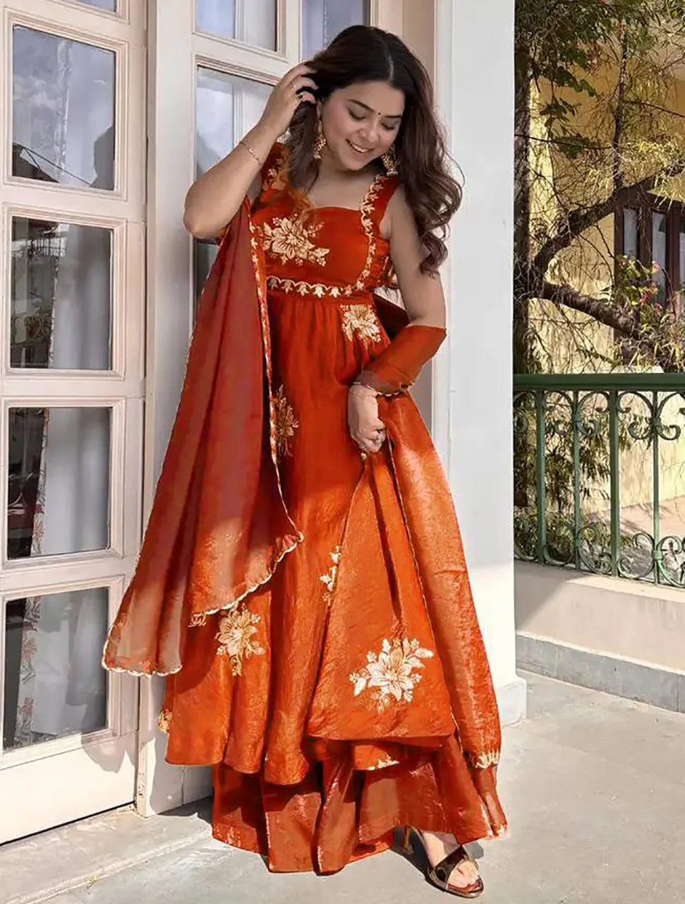 Mahi  Mulberry Designer Anarkali Palazzo Set
