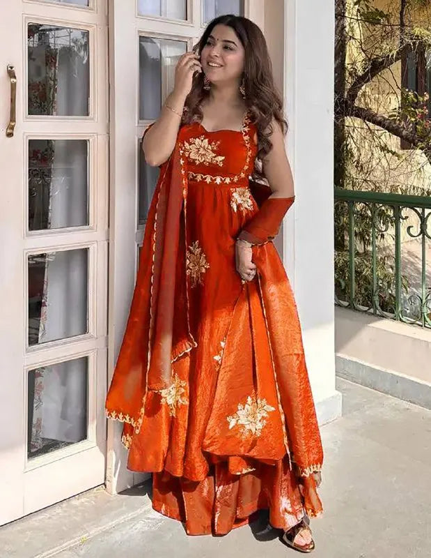 Mahi  Mulberry Designer Anarkali Palazzo Set