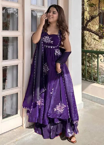 Mahi  Mulberry Designer Anarkali Palazzo Set