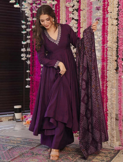 Riva Embroidered Anarkali Palazzo Set