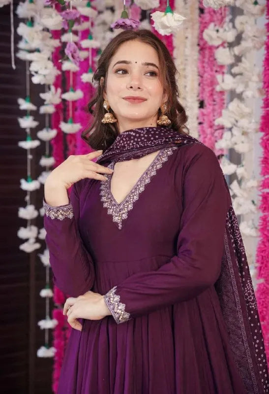 Riva Embroidered Anarkali Palazzo Set