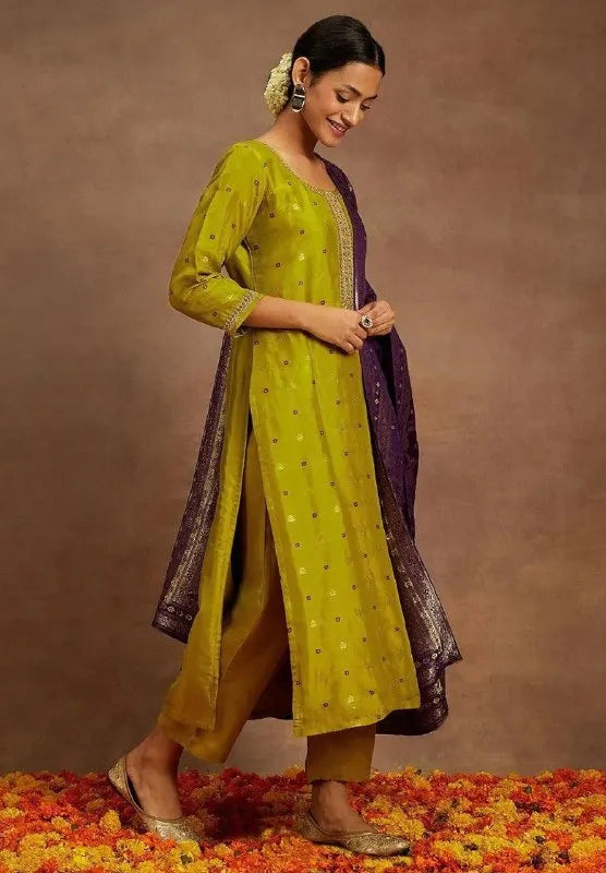 Mirali Art Silk Kurta Pant Dupatta Set