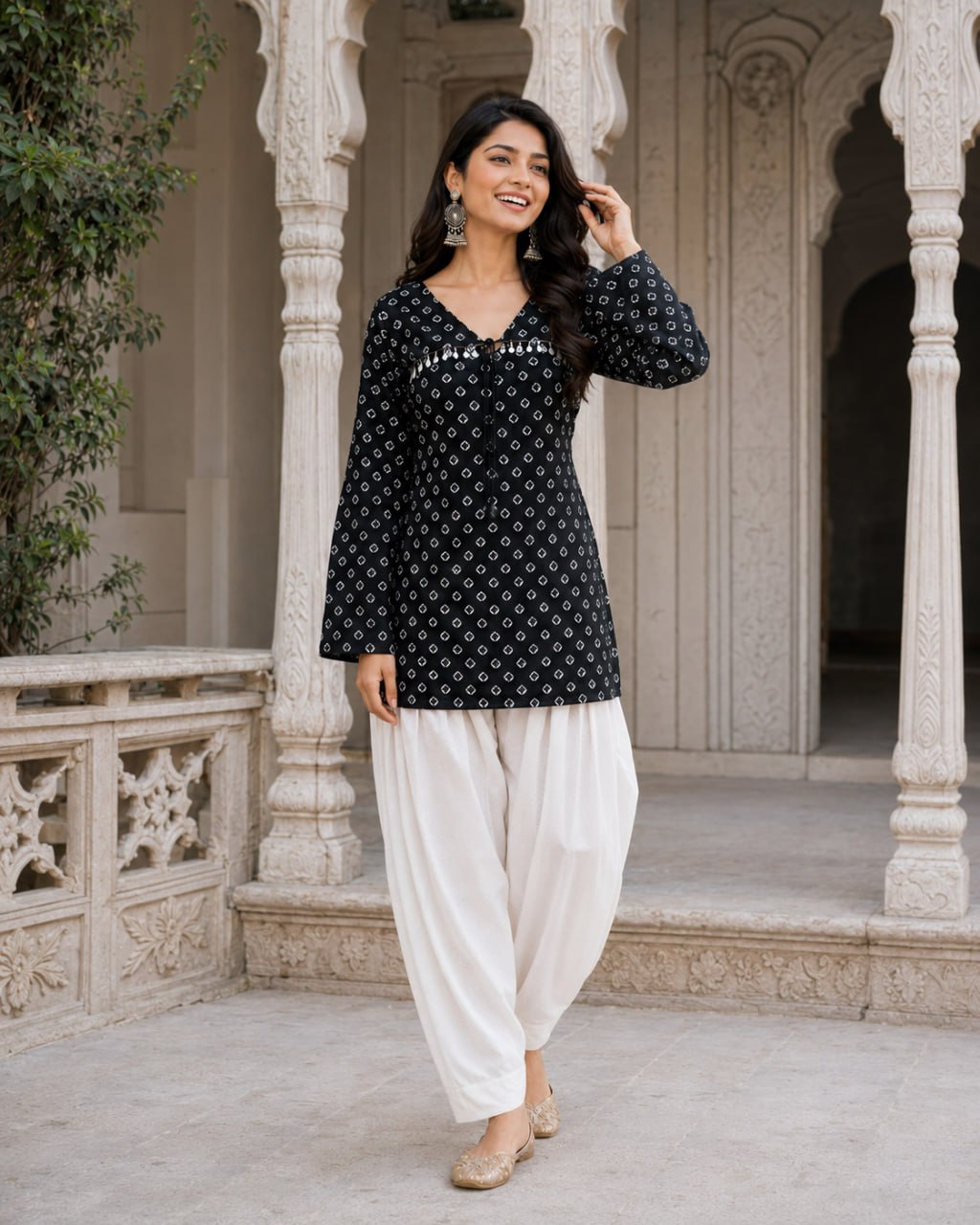 Bandhej Printed Cotton Kurti Set