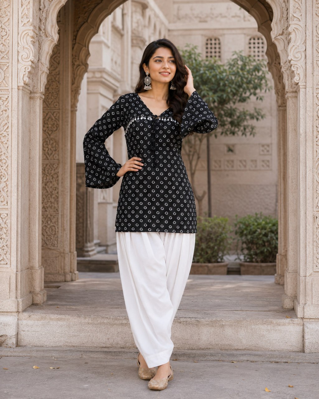 Bandhej Printed Cotton Kurti Set