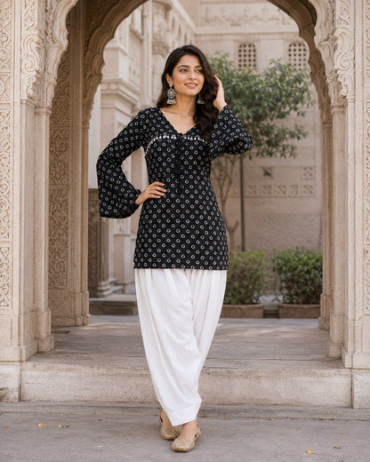 Bandhej Printed Cotton Kurti Set