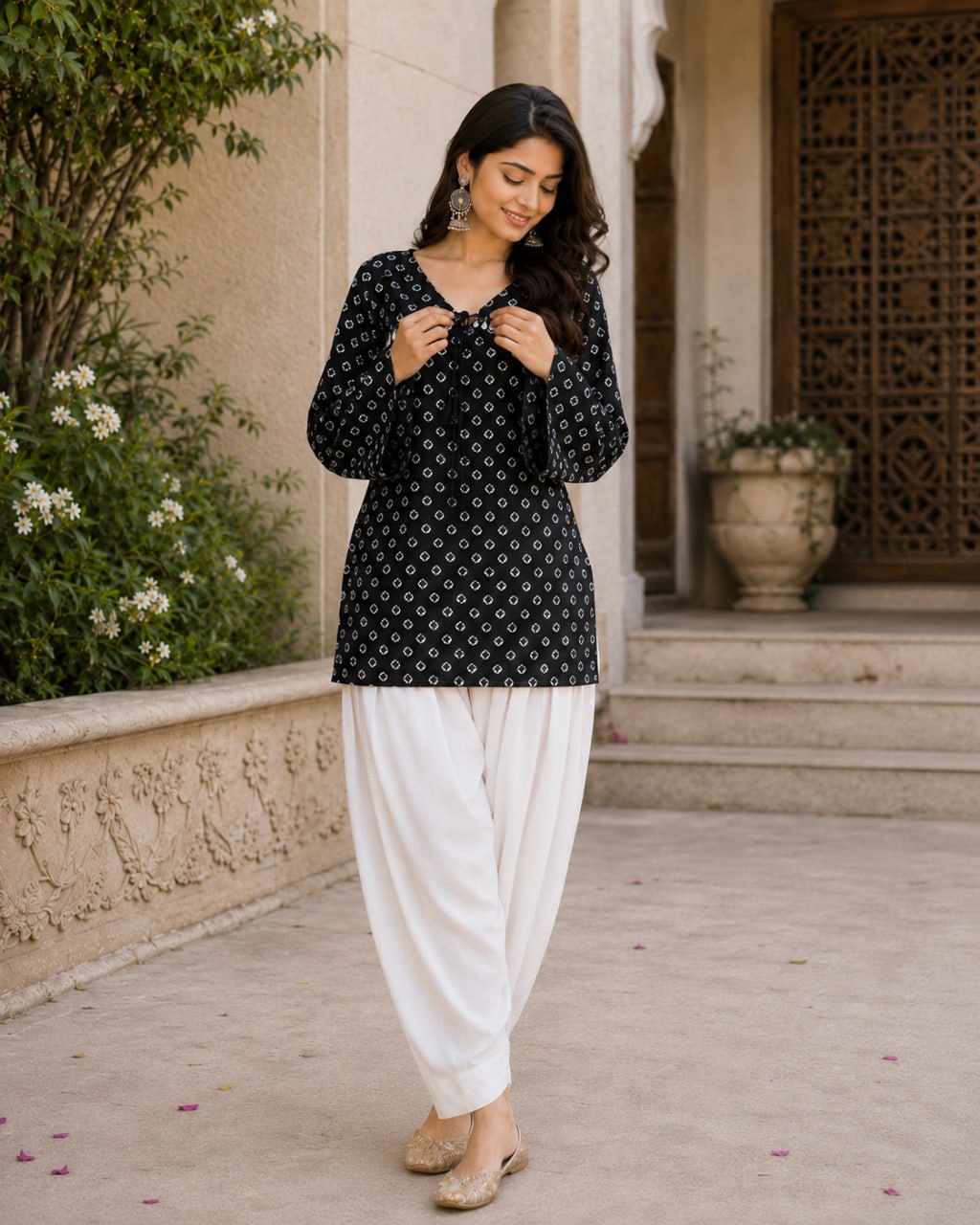 Bandhej Printed Cotton Kurti Set