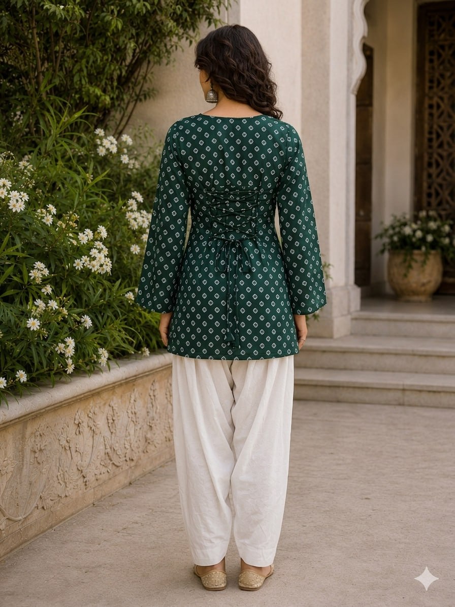 Bandhej Printed Cotton Kurti Set