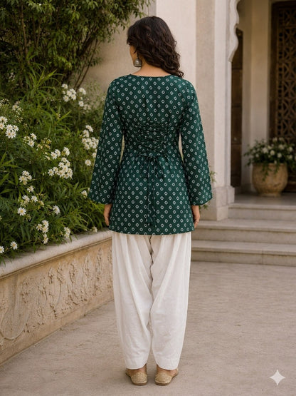 Bandhej Printed Cotton Kurti Set