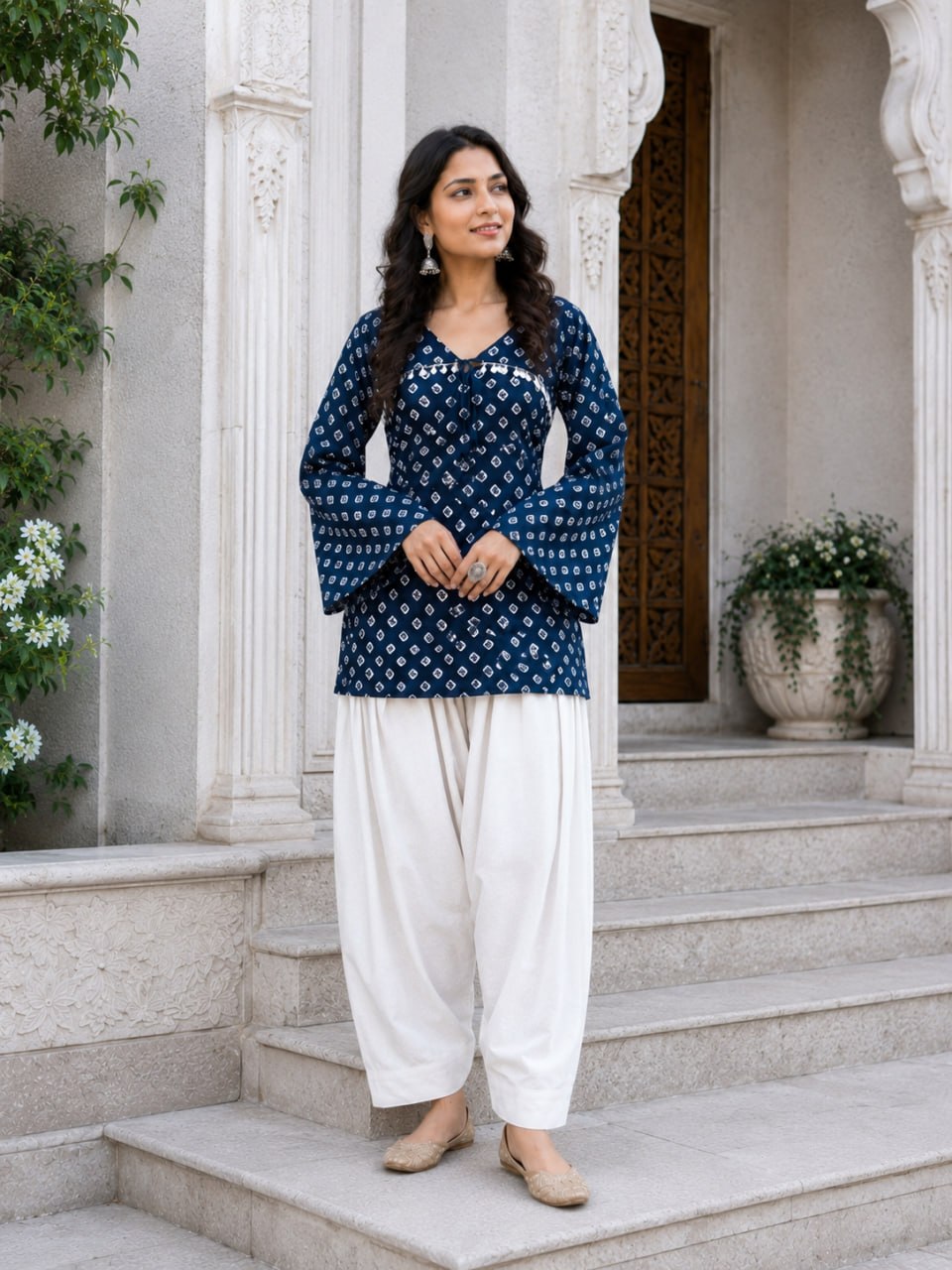 Bandhej Printed Cotton Kurti Set