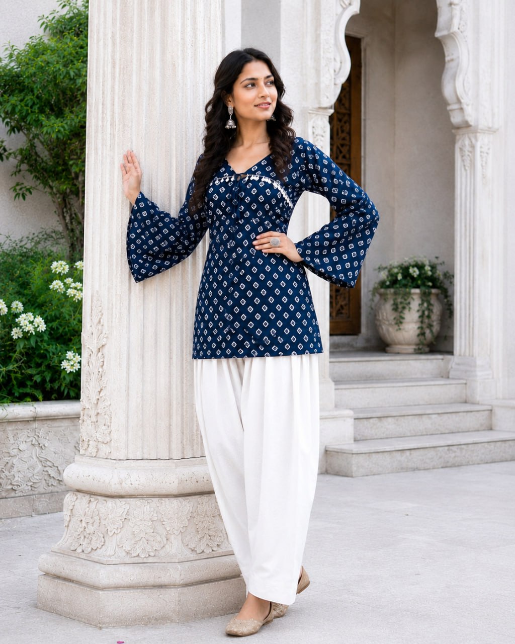 Bandhej Printed Cotton Kurti Set