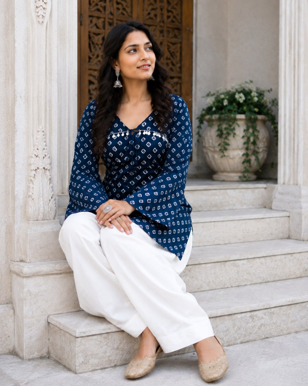 Bandhej Printed Cotton Kurti Set
