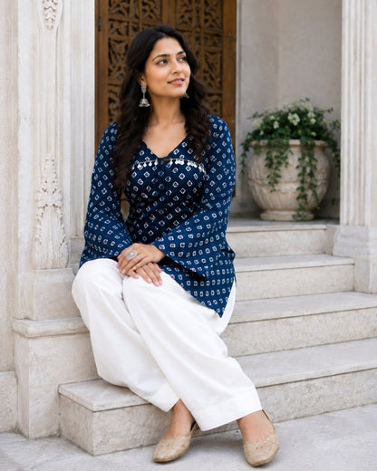 Bandhej Printed Cotton Kurti Set