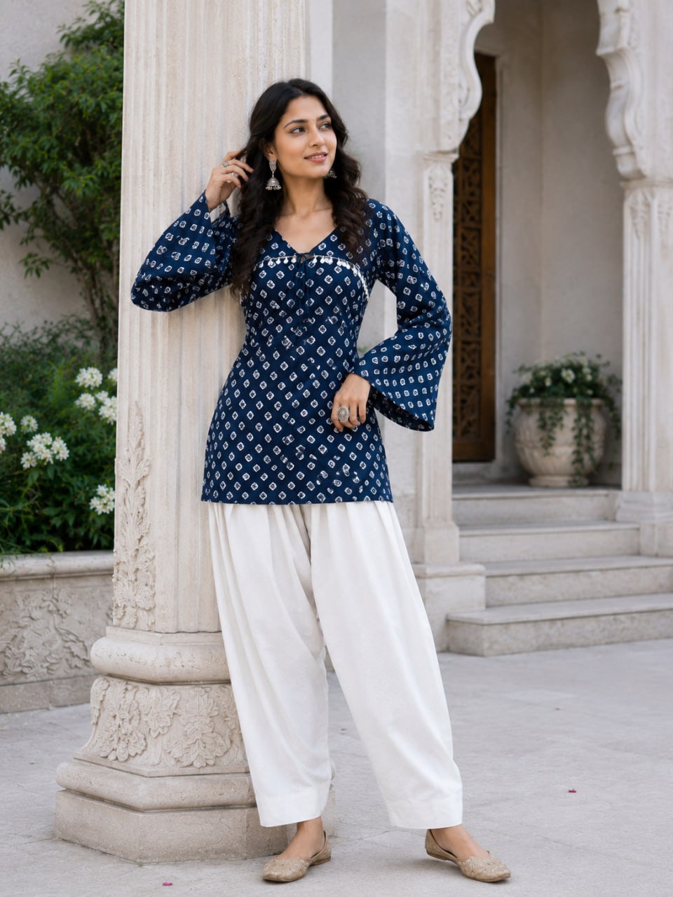 Bandhej Printed Cotton Kurti Set