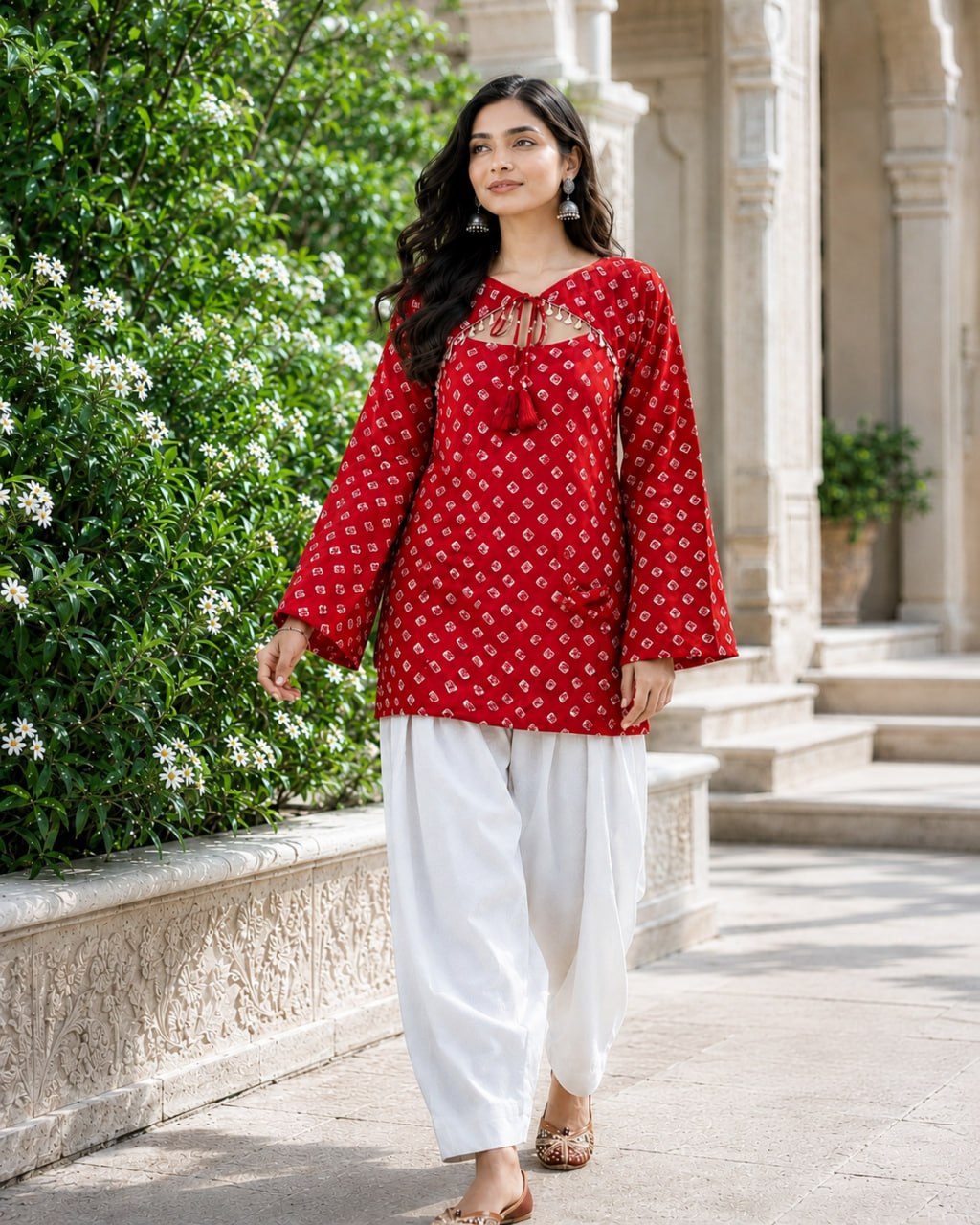 Bandhej Printed Cotton Kurti Set