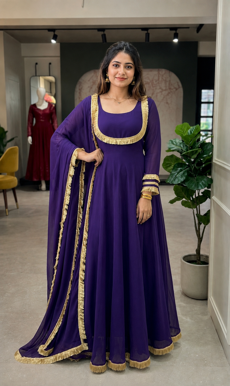 Eira Purple Anarkali Suit Set