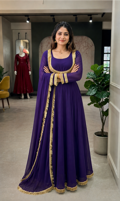 Eira Purple Anarkali Suit Set