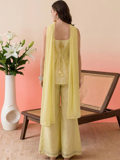 Ruhi Embroidered Kurta Palazzo Dupatta Set