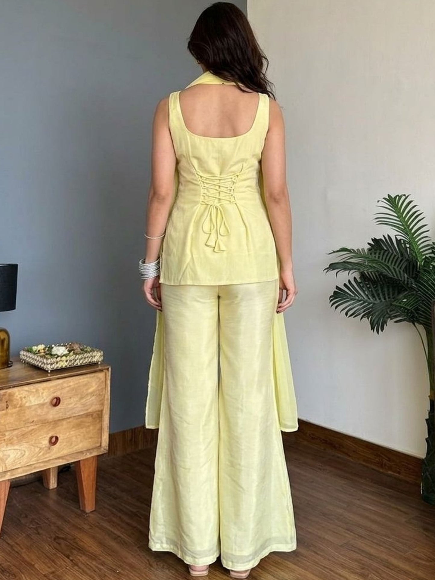 Ruhi Embroidered Kurta Palazzo Dupatta Set