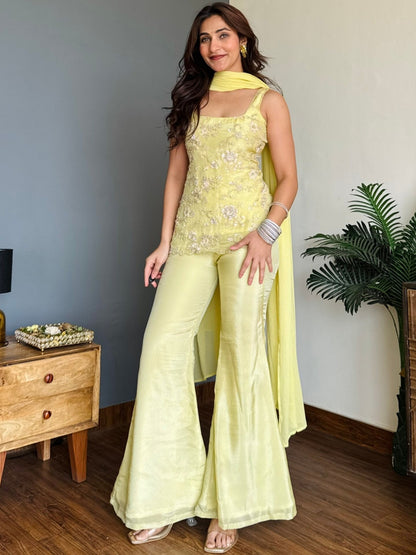 Ruhi Embroidered Kurta Palazzo Dupatta Set