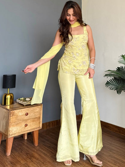 Ruhi Embroidered Kurta Palazzo Dupatta Set