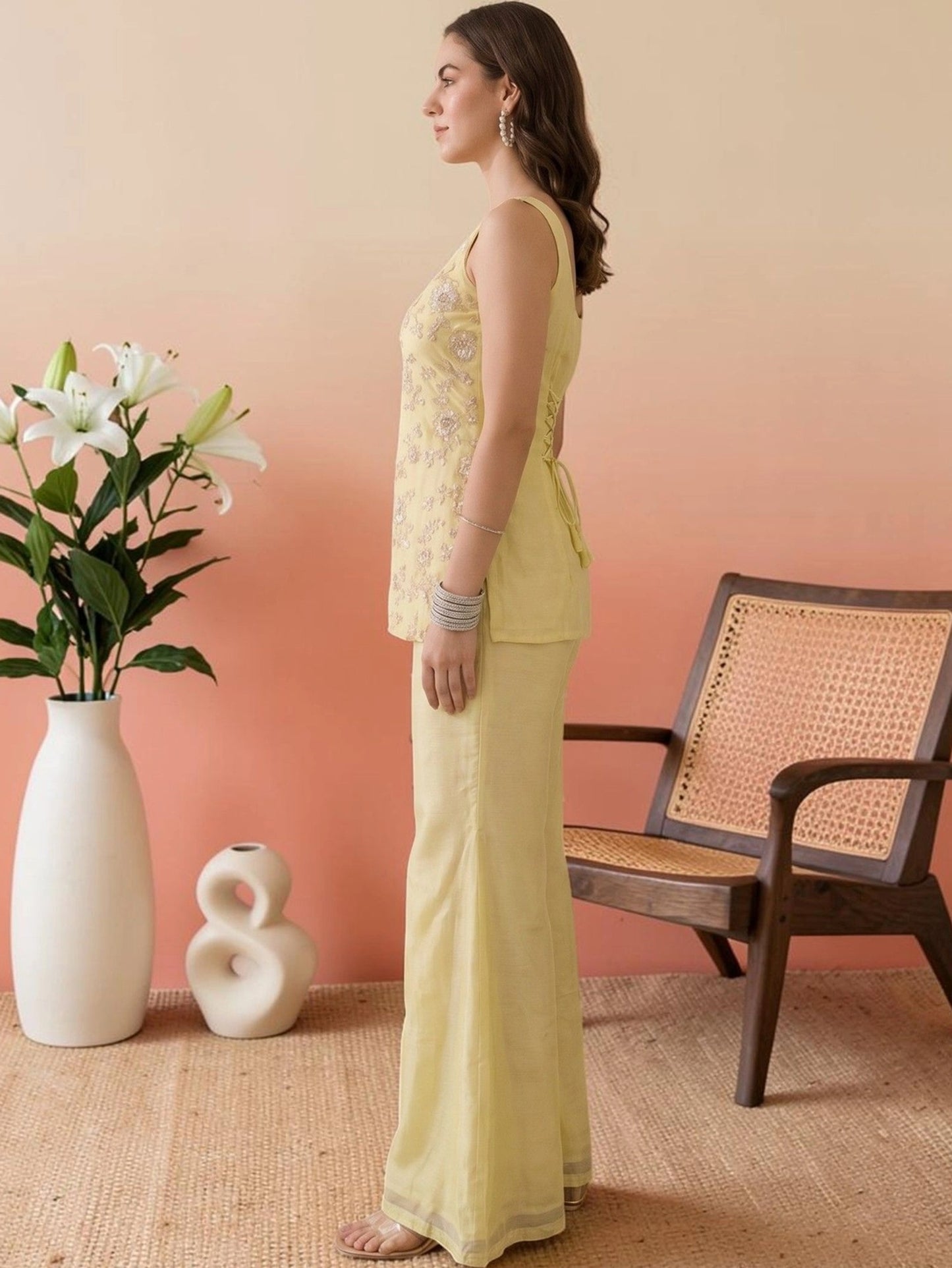 Ruhi Embroidered Kurta Palazzo Dupatta Set