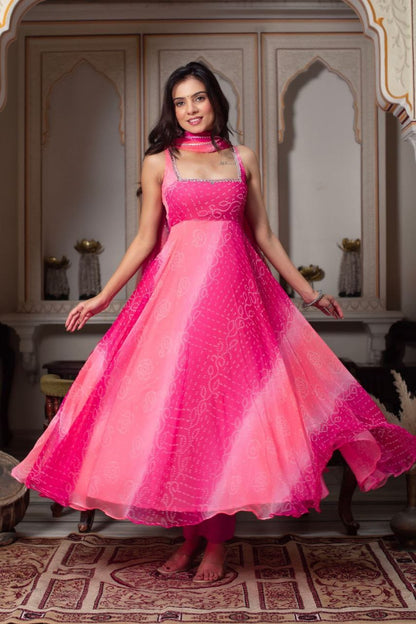Rangoli Anarkali Palazzo Dupatta Set