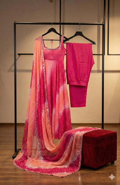 Rangoli Anarkali Palazzo Dupatta Set