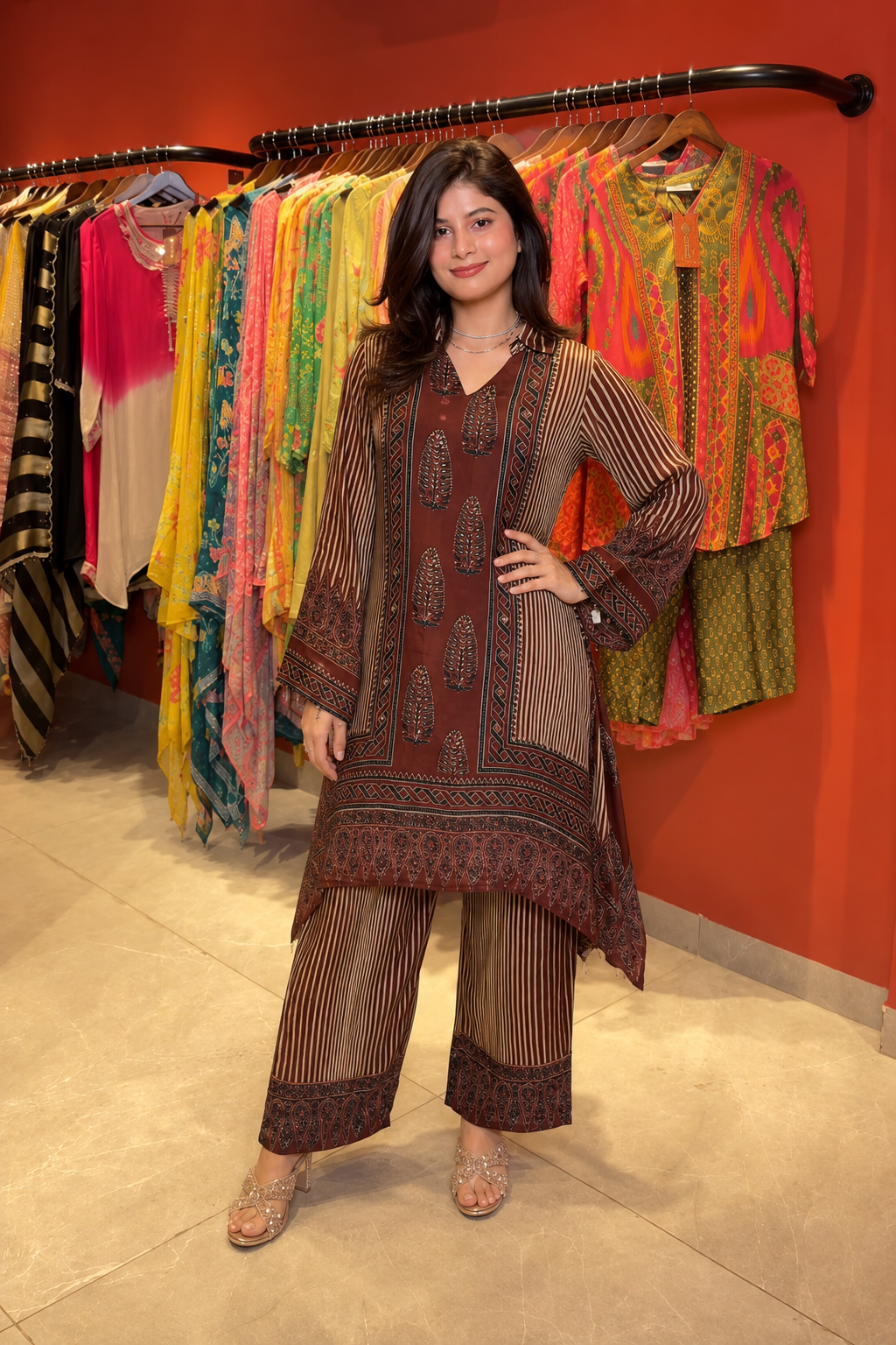 Mina Pure Ajrakh Printed Co - Ord Set