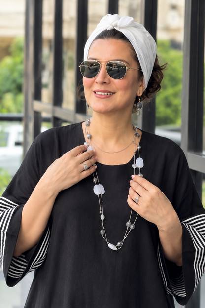 Suhani Black & White Striped Maxi Dress