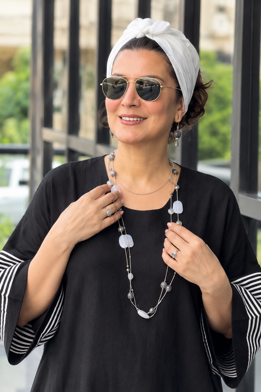 Suhani Black & White Striped Maxi Dress