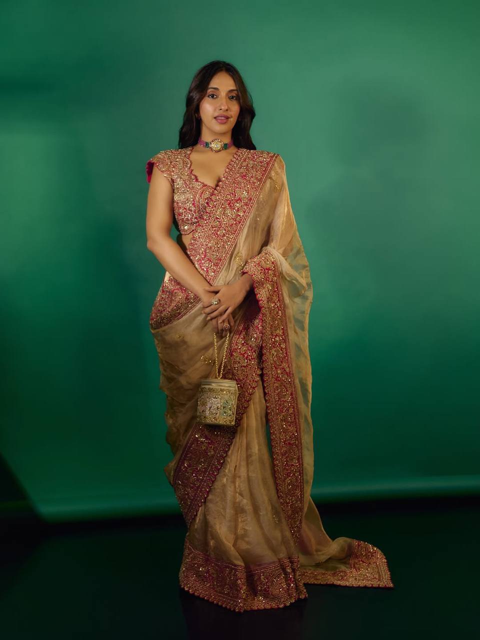 Niaa Designer Glass Organza Silk Saree