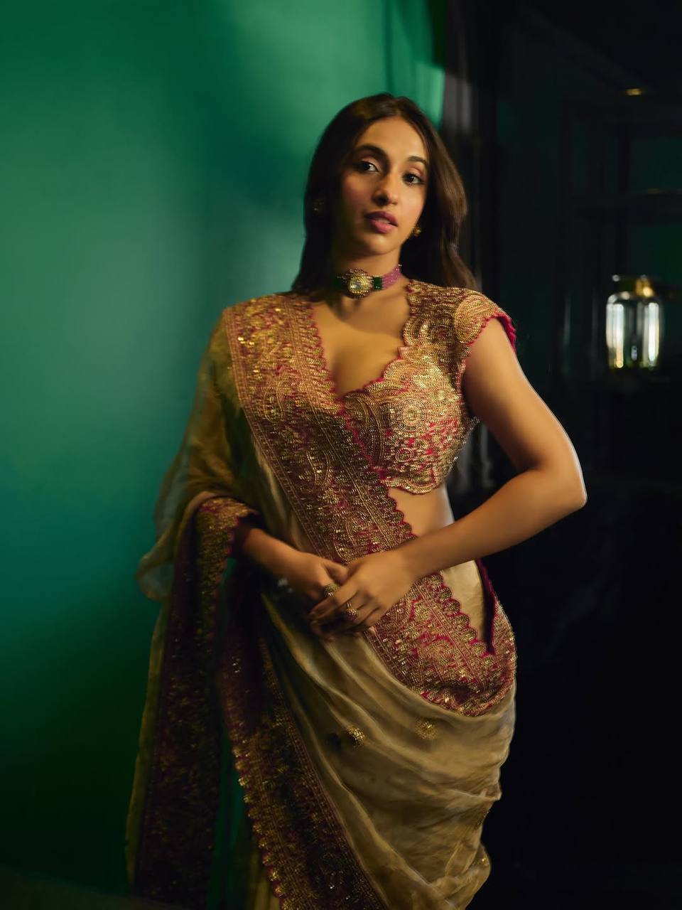 Niaa Designer Glass Organza Silk Saree