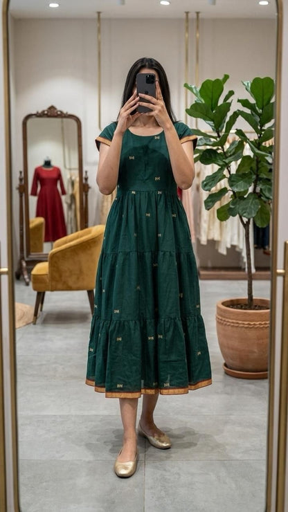 Green Layered Anarkali Maxi Dress
