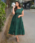 Green Layered Anarkali Maxi Dress