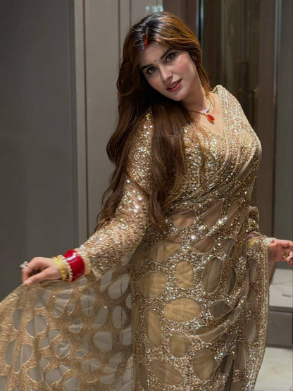 Ruhani Heavy Butterfly Net Designer Saree